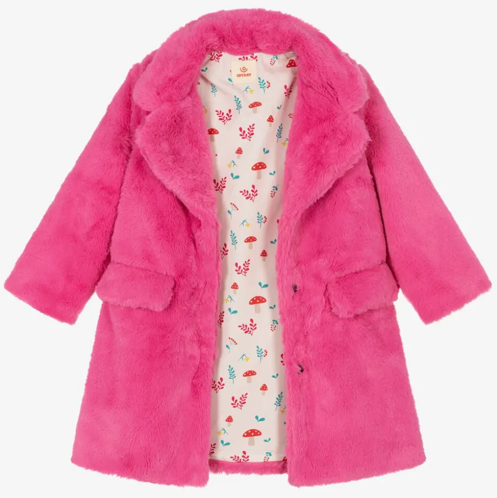 Girls Pink Faux Fur Coat
