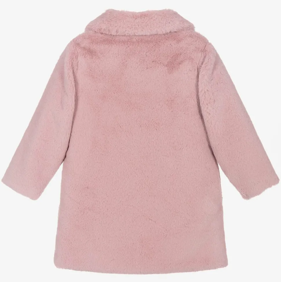 Girls Pink Faux Fur Coat