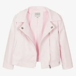 Girls Pink Faux Leather Biker Jacket