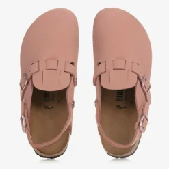 Girls Pink Faux Leather Clog Sandals