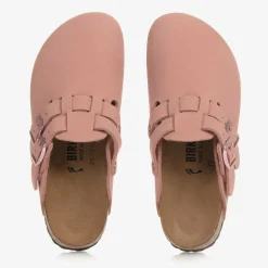 Girls Pink Faux Leather Clog Sandals