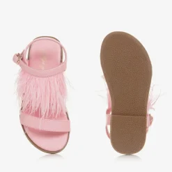 Girls Pink Feather Sandals
