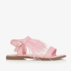 Girls Pink Feather Sandals