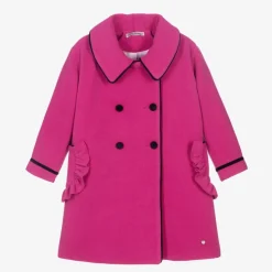 Girls Pink Felted Wool Coat