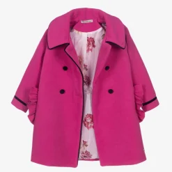 Girls Pink Felted Wool Coat