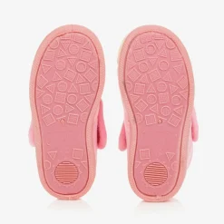 Girls Pink Fleece Cat Slippers