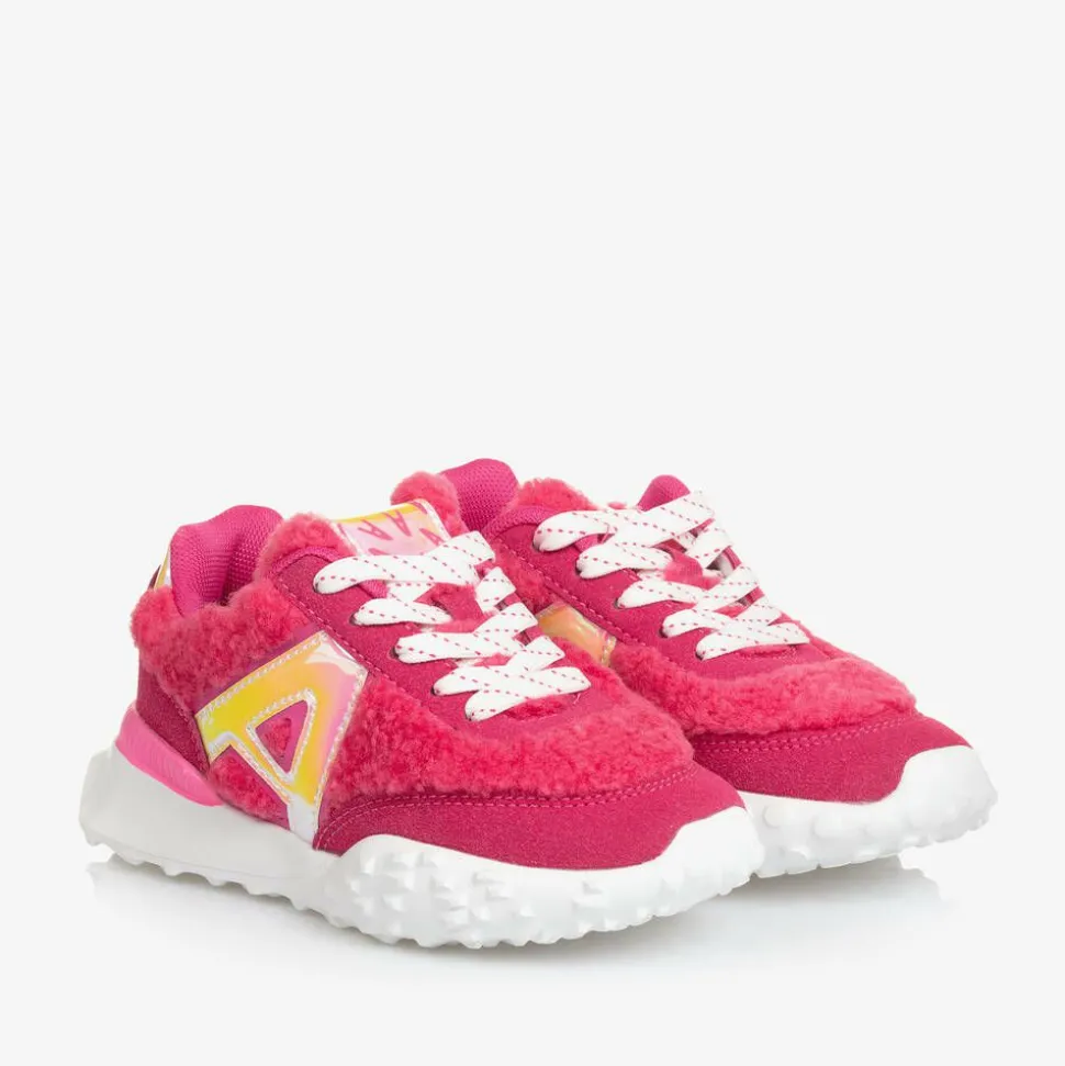 Girls Pink Fleece Trainers