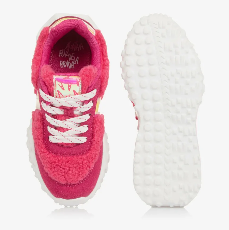 Girls Pink Fleece Trainers