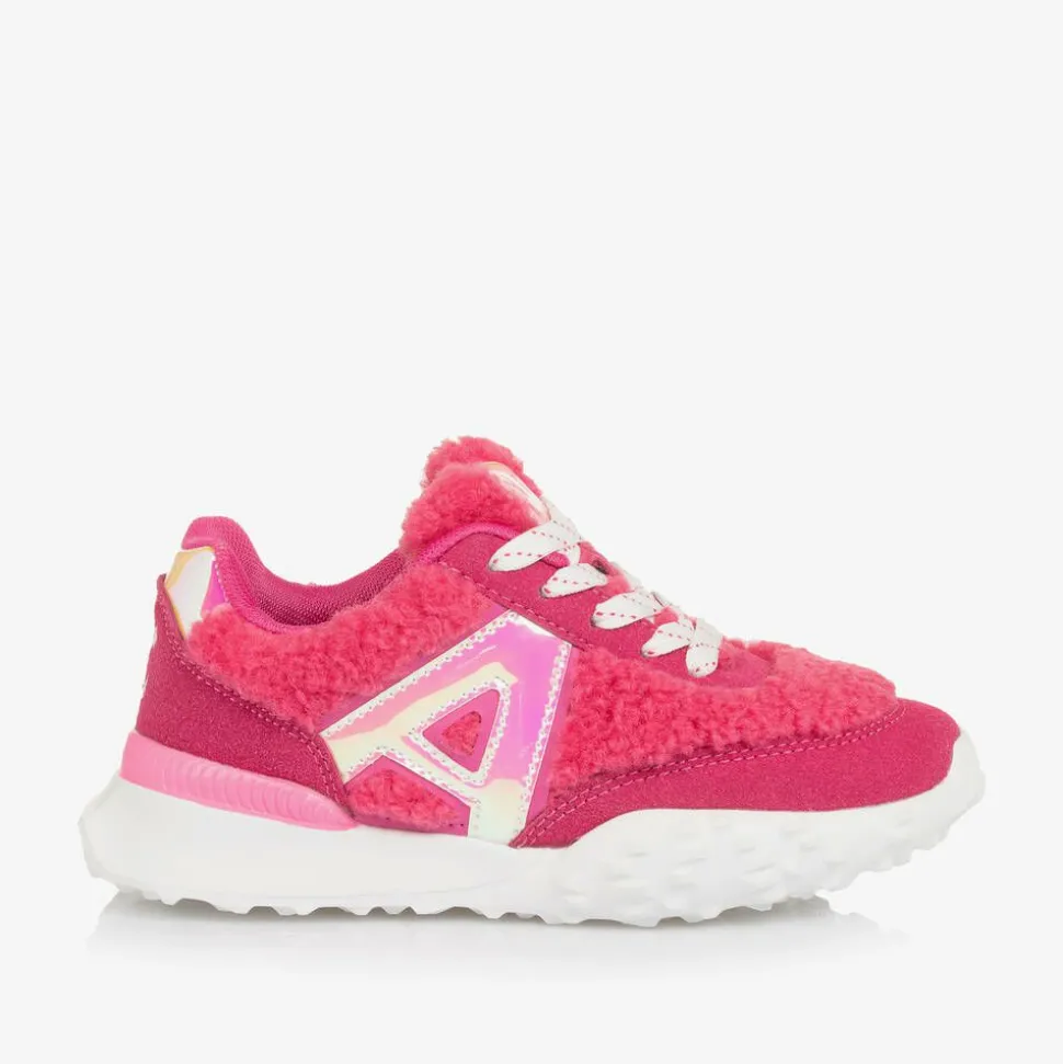 Girls Pink Fleece Trainers
