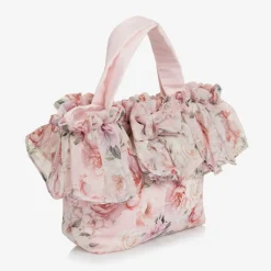 Girls Pink Floral Chiffon Handbag (27cm)
