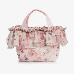 Girls Pink Floral Chiffon Handbag (27cm)