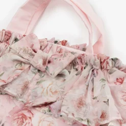 Girls Pink Floral Chiffon Handbag (27cm)