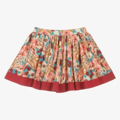 Girls Pink Floral Cotton Skirt