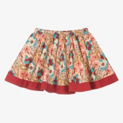 Girls Pink Floral Cotton Skirt