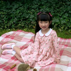 Girls Pink Floral Cotton Jersey Dress