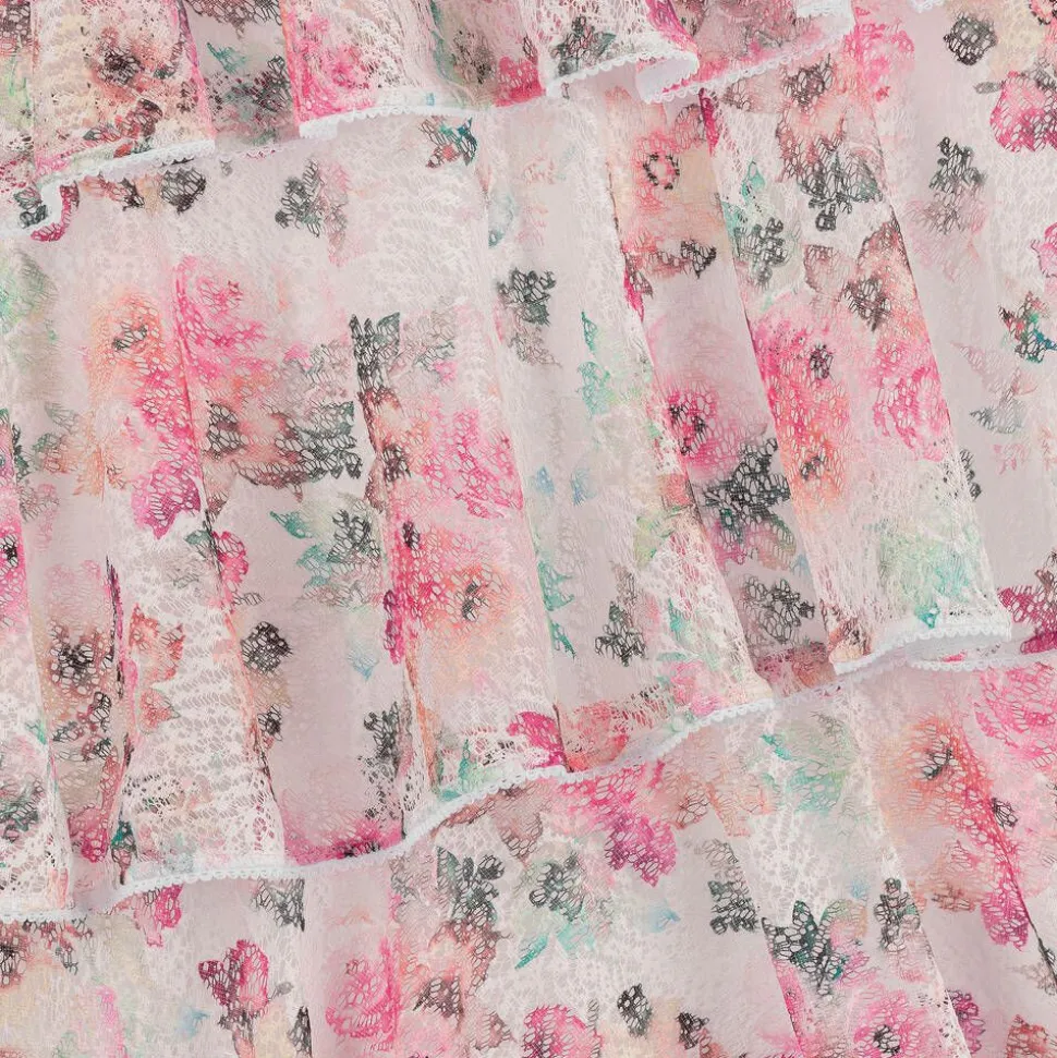 Girls Pink Floral Lace Beach Skirt (UV50)