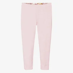 Girls Pink Floral Print Reversible Leggings