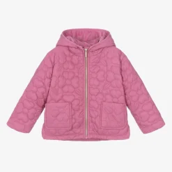 Girls Pink Floral Quilted Jacket