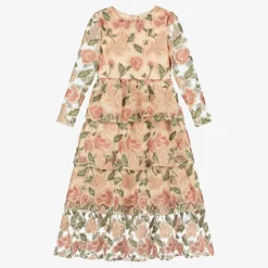 Girls Pink Floral Sequin Dress