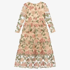 Girls Pink Floral Sequin Dress