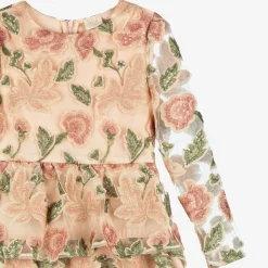 Girls Pink Floral Sequin Dress