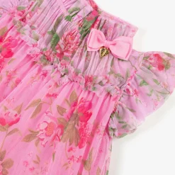 Girls Pink Floral Tulle Dress