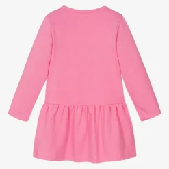 Girls Pink Flower Rainbow Cotton Dress