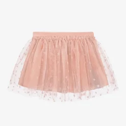Girls Pink Flower Tulle Skirt