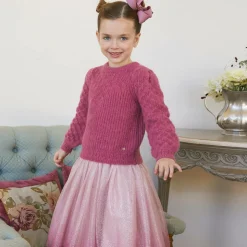 Girls Pink Fluffy Knit Sweater