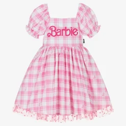 Girls Pink Gingham Barbie Dress