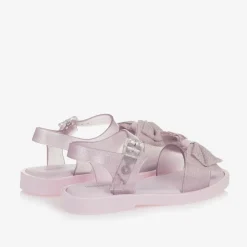 Girls Pink Glitter Bow Jelly Sandals