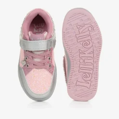 Girls Pink Glitter Fringed Trainers