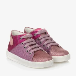 Girls Pink Glitter Trainers