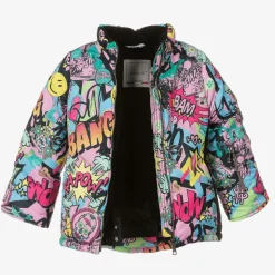 Girls Pink Graffiti Print Ski Jacket