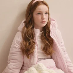 Girls Pink Hooded Puffer Coat