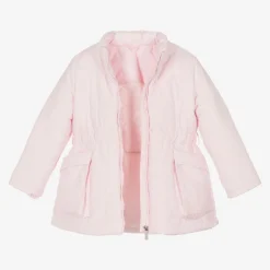 Girls Pink Hooded Puffer Coat