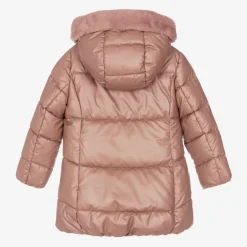 Girls Pink Hooded Puffer Coat