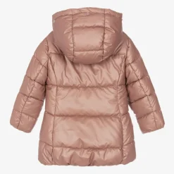 Girls Pink Hooded Puffer Coat