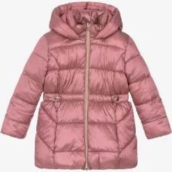 Girls Pink Hooded Puffer Coat