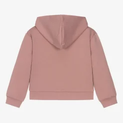 Girls Pink Hooded Zip-Up Top