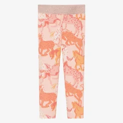 Girls Pink Horse Print Leggings
