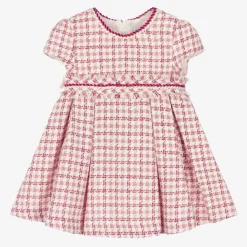 Girls Pink Houndstooth Tweed Dress