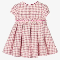 Girls Pink Houndstooth Tweed Dress