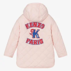 Girls Pink K Flower Quilted Coat