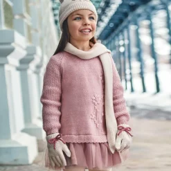 Girls Pink Knitted Dress