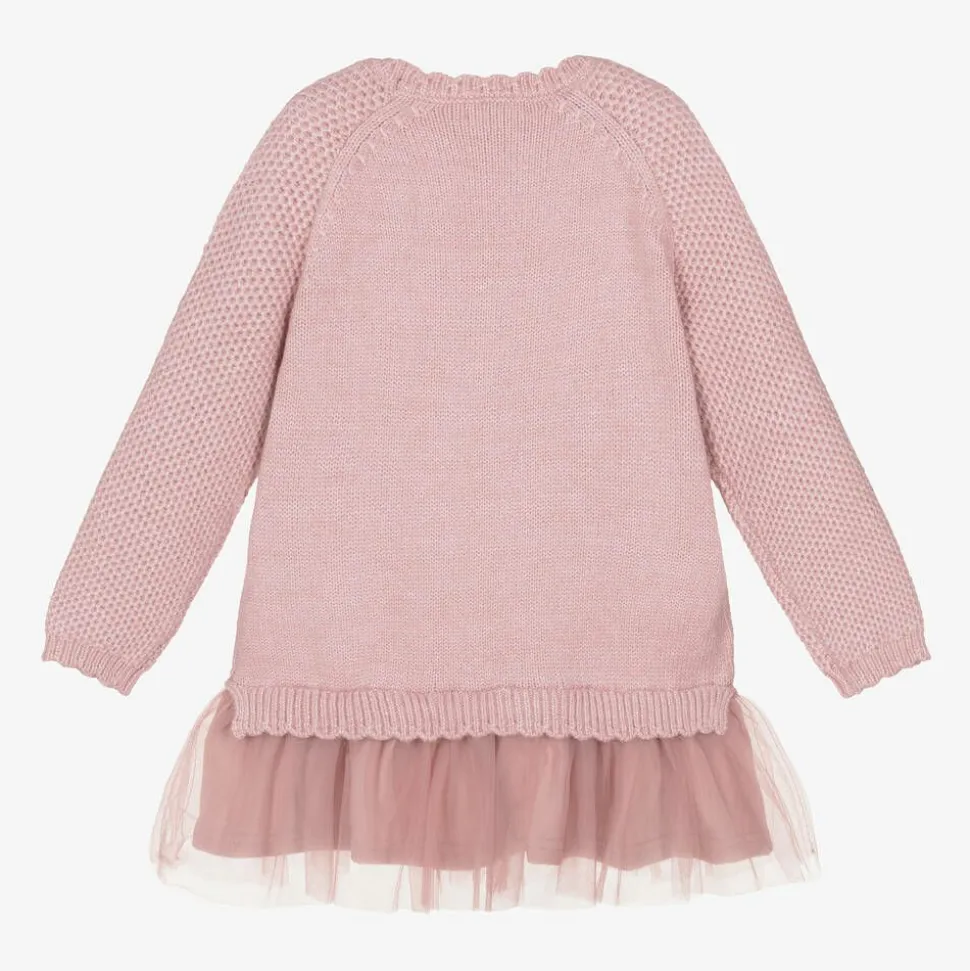 Girls Pink Knitted Dress