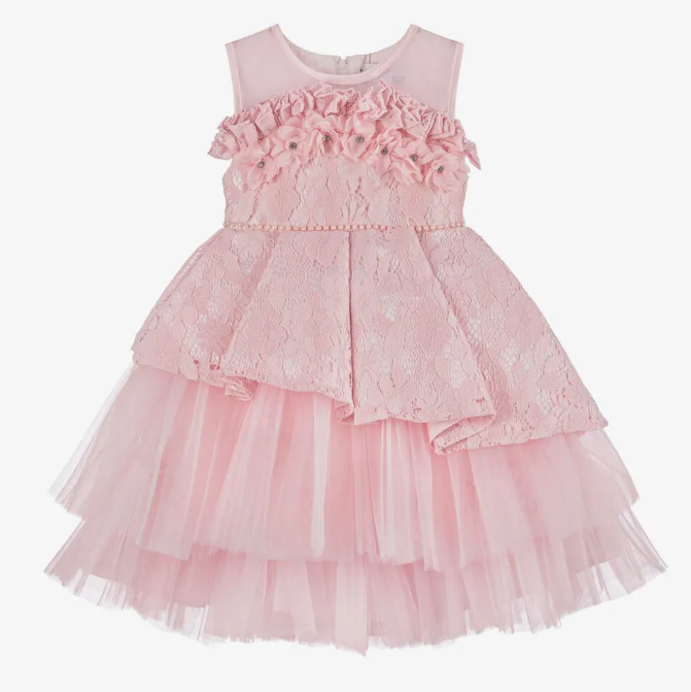 Girls Pink Lace & Tulle Dress