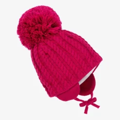 Girls Pink Laura Giant Pom-Pom Beanie