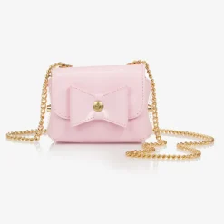 Girls Pink Leather Bow Bag (12cm)