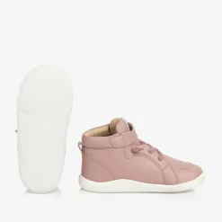 Girls Pink Leather High-Top Trainers